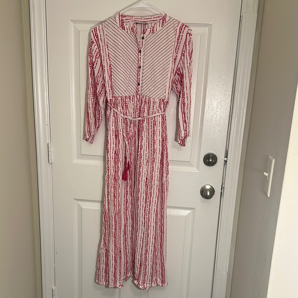 Red and White Striped Maxi Dress